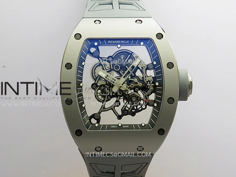 RM055 Gray Ceramic Umi Office 1:1 Best Edition Skeleton Dial Black Rubber Strap RMUL2 Super Clone