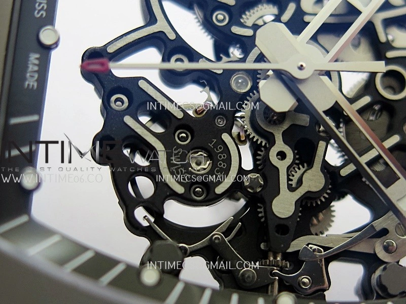 RM055 Gray Ceramic Umi Office 1:1 Best Edition Skeleton Dial Black Rubber Strap RMUL2 Super Clone