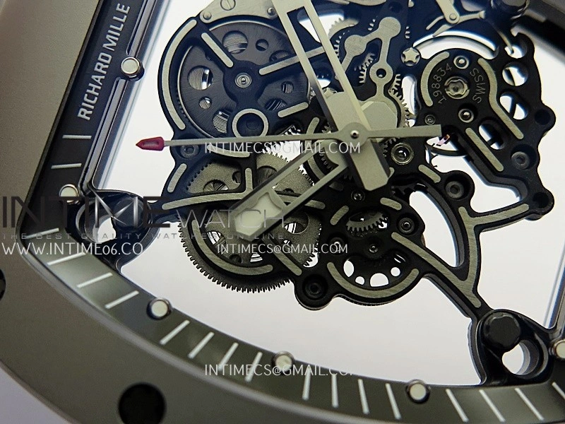 RM055 Gray Ceramic Umi Office 1:1 Best Edition Skeleton Dial Black Rubber Strap RMUL2 Super Clone
