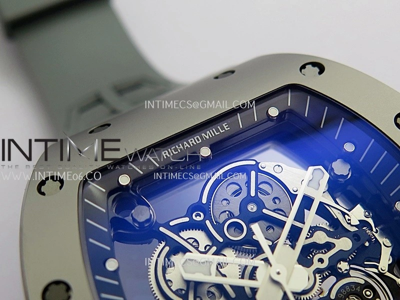 RM055 Gray Ceramic Umi Office 1:1 Best Edition Skeleton Dial Black Rubber Strap RMUL2 Super Clone