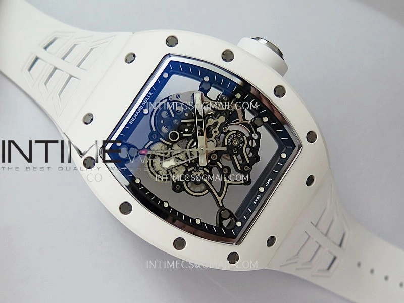 RM055 White Ceramic Umi Office 1:1 Best Edition Skeleton Dial White Rubber Strap RMUL2 Super Clone