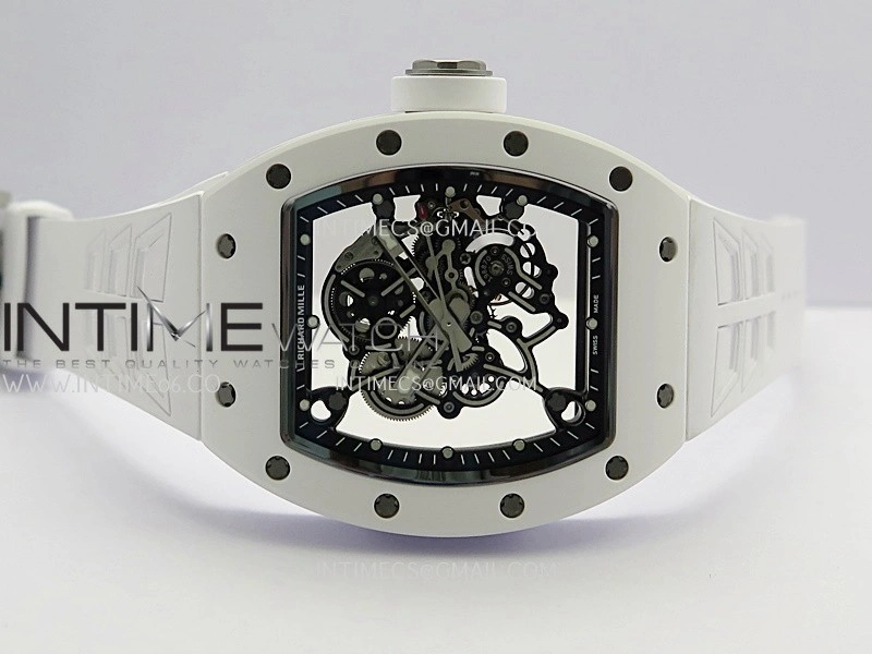 RM055 White Ceramic Umi Office 1:1 Best Edition Skeleton Dial White Rubber Strap RMUL2 Super Clone