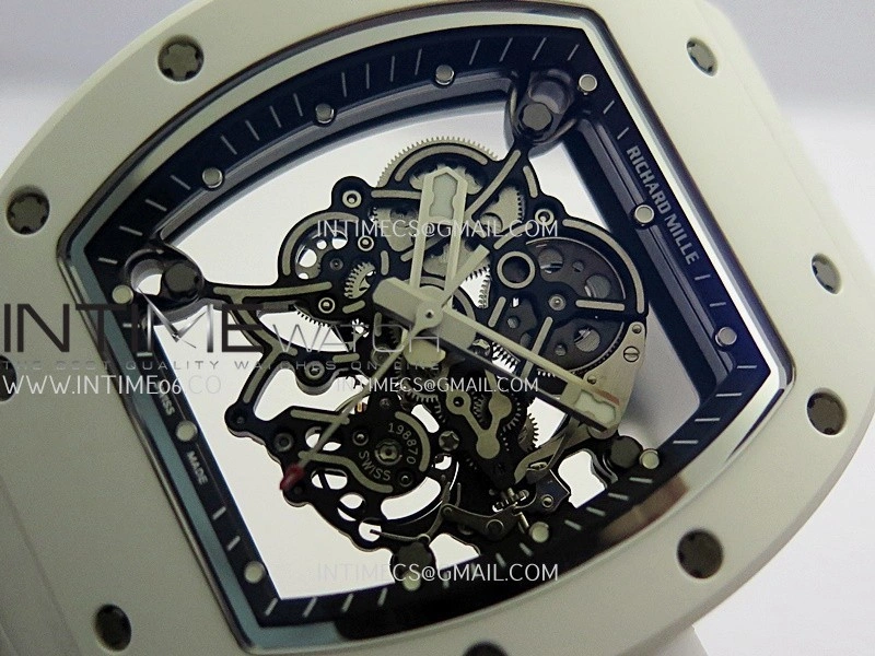 RM055 White Ceramic Umi Office 1:1 Best Edition Skeleton Dial White Rubber Strap RMUL2 Super Clone