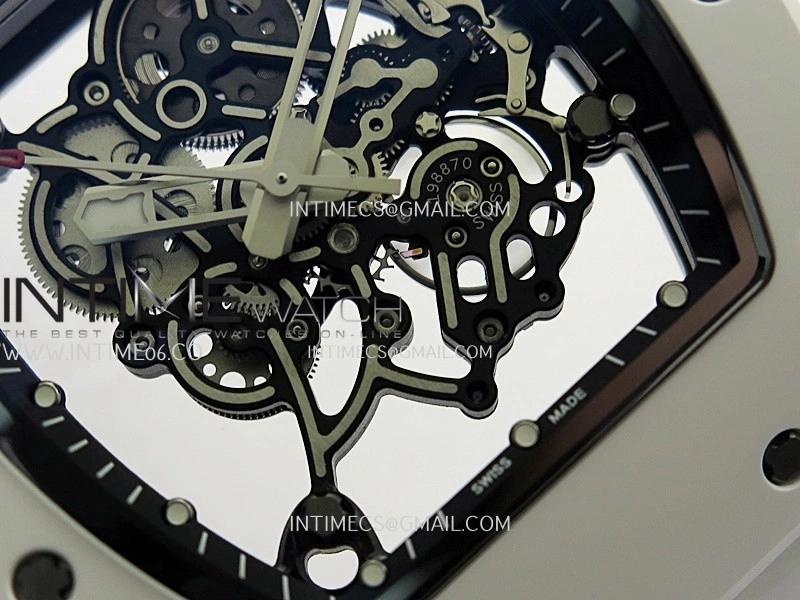 RM055 White Ceramic Umi Office 1:1 Best Edition Skeleton Dial White Rubber Strap RMUL2 Super Clone