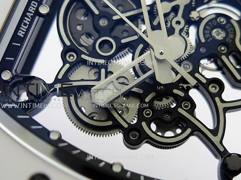 RM055 White Ceramic Umi Office 1:1 Best Edition Skeleton Dial White Rubber Strap RMUL2 Super Clone
