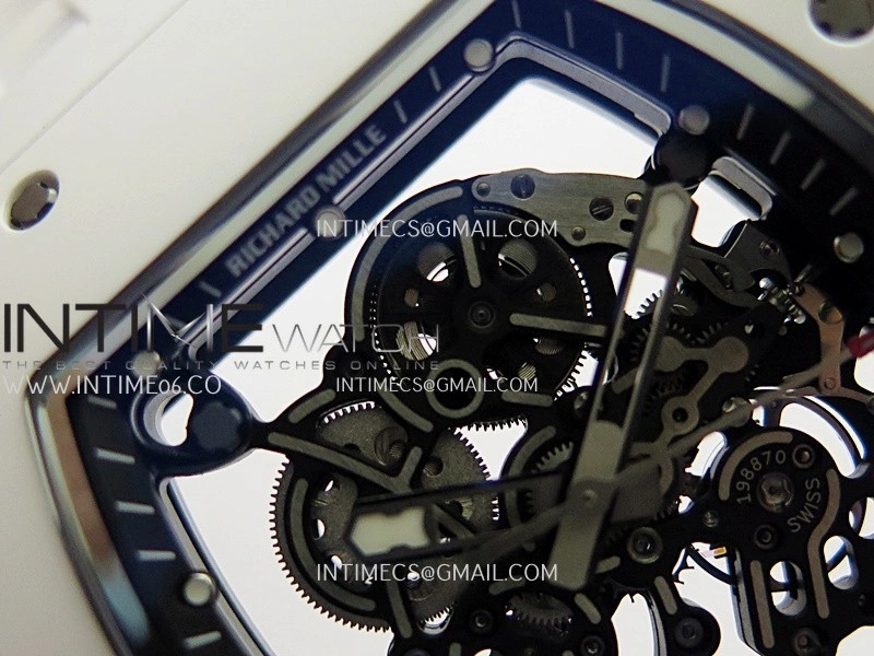 RM055 White Ceramic Umi Office 1:1 Best Edition Skeleton Dial White Rubber Strap RMUL2 Super Clone