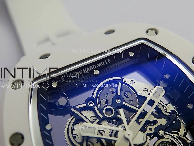 RM055 White Ceramic Umi Office 1:1 Best Edition Skeleton Dial White Rubber Strap RMUL2 Super Clone