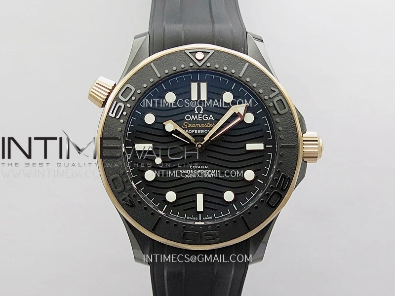 Seamaster Diver 300M Black Ceramic RG ORF 1:1 Best Edition Black Dial On Black Rubber Strap Super Clone Asian 8806