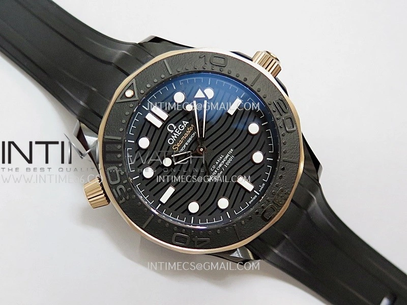 Seamaster Diver 300M Black Ceramic RG ORF 1:1 Best Edition Black Dial On Black Rubber Strap Super Clone Asian 8806