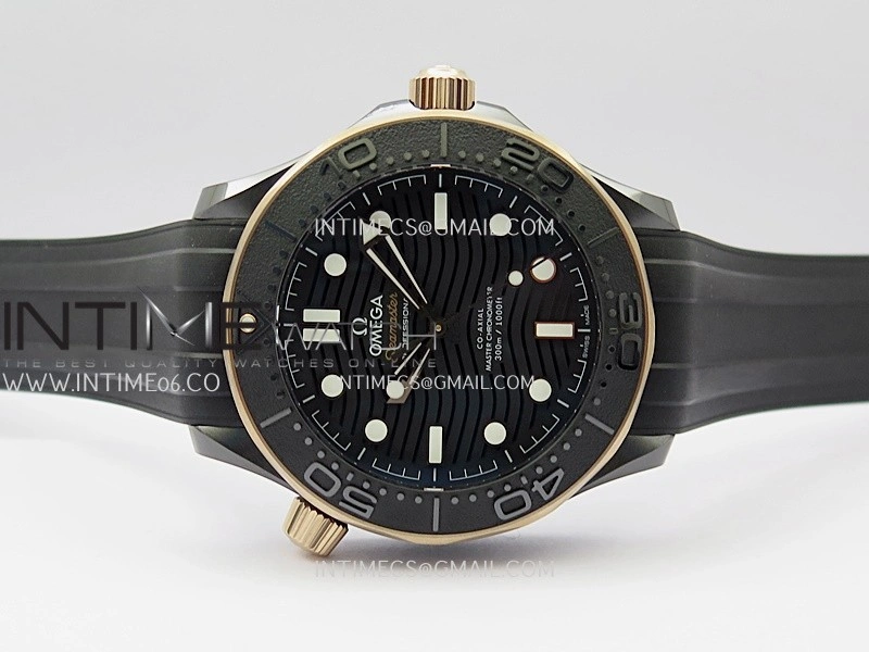 Seamaster Diver 300M Black Ceramic RG ORF 1:1 Best Edition Black Dial On Black Rubber Strap Super Clone Asian 8806