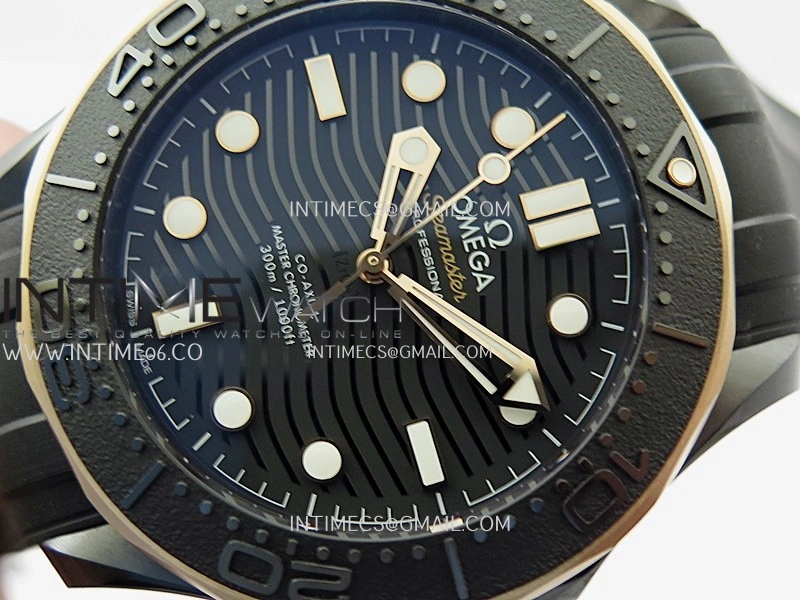 Seamaster Diver 300M Black Ceramic RG ORF 1:1 Best Edition Black Dial On Black Rubber Strap Super Clone Asian 8806