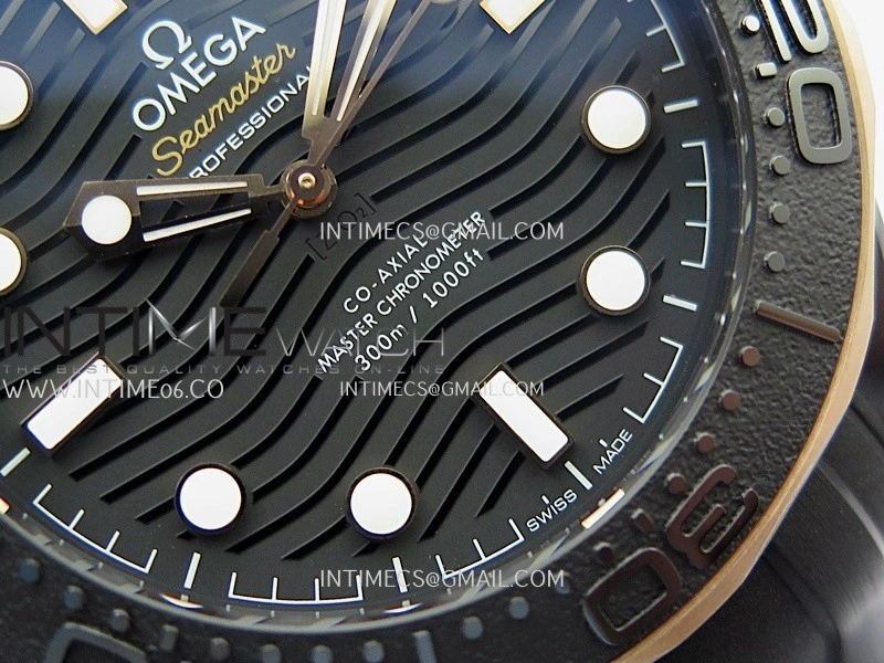 Seamaster Diver 300M Black Ceramic RG ORF 1:1 Best Edition Black Dial On Black Rubber Strap Super Clone Asian 8806