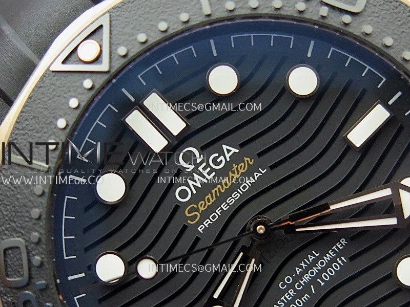 Seamaster Diver 300M Black Ceramic RG ORF 1:1 Best Edition Black Dial On Black Rubber Strap Super Clone Asian 8806