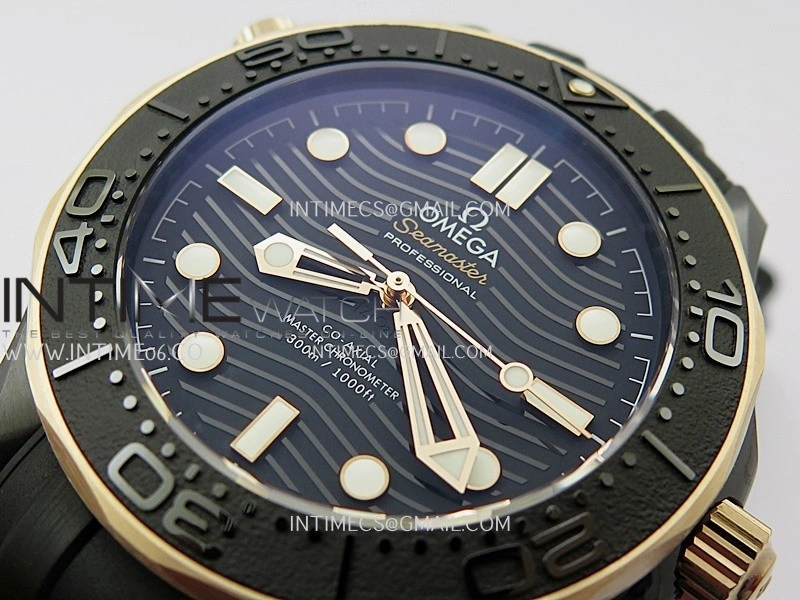 Seamaster Diver 300M Black Ceramic RG ORF 1:1 Best Edition Black Dial On Black Rubber Strap Super Clone Asian 8806