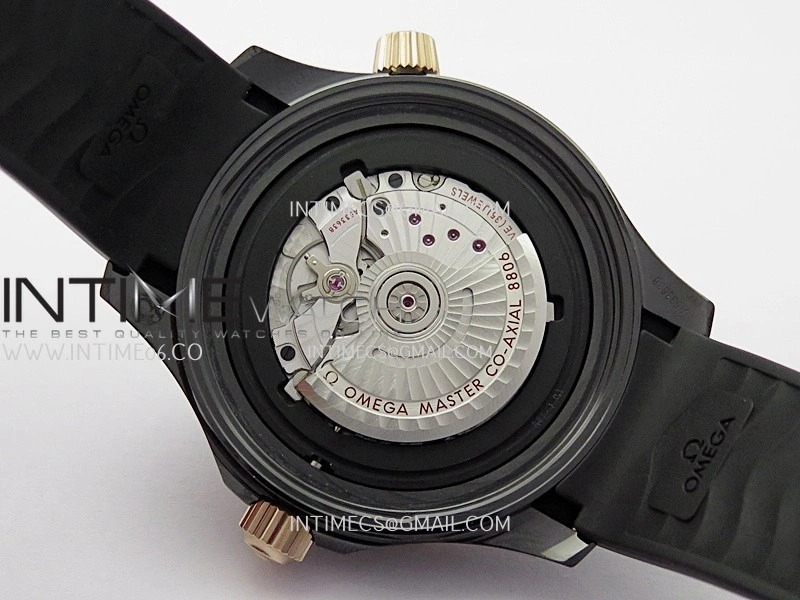 Seamaster Diver 300M Black Ceramic RG ORF 1:1 Best Edition Black Dial On Black Rubber Strap Super Clone Asian 8806