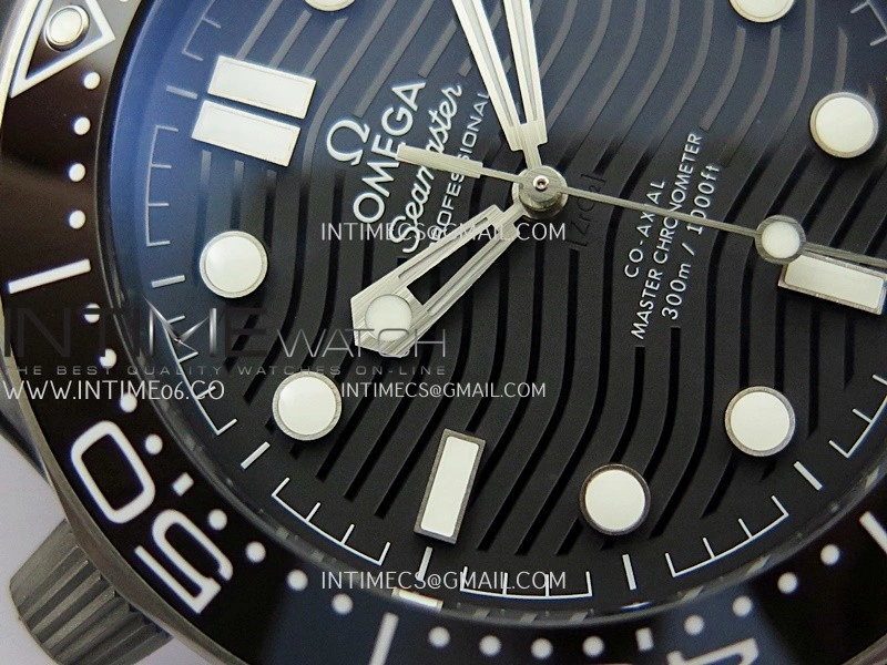 Seamaster Diver 300M Black Ceramic SS ORF 1:1 Best Edition Black Dial On Black Rubber Strap Super Clone Asian 8806