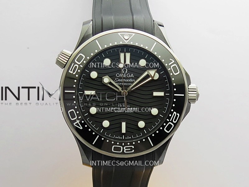 Seamaster Diver 300M Black Ceramic SS VSF 1:1 Best Edition Black Dial On Black Rubber Strap Super Clone Asian 8806