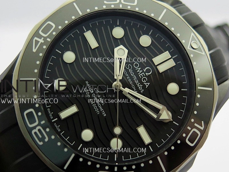 Seamaster Diver 300M Black Ceramic SS VSF 1:1 Best Edition Black Dial On Black Rubber Strap Super Clone Asian 8806