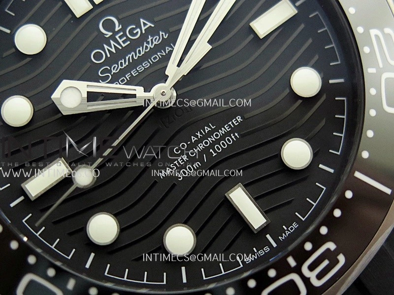 Seamaster Diver 300M Black Ceramic SS VSF 1:1 Best Edition Black Dial On Black Rubber Strap Super Clone Asian 8806