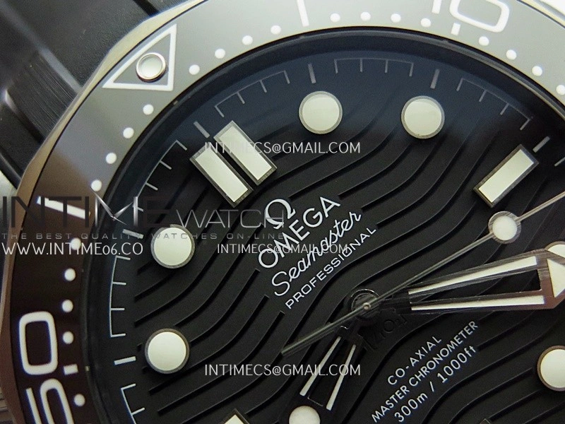 Seamaster Diver 300M Black Ceramic SS VSF 1:1 Best Edition Black Dial On Black Rubber Strap Super Clone Asian 8806