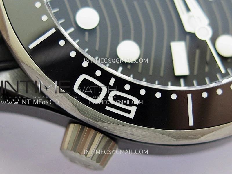 Seamaster Diver 300M Black Ceramic SS VSF 1:1 Best Edition Black Dial On Black Rubber Strap Super Clone Asian 8806