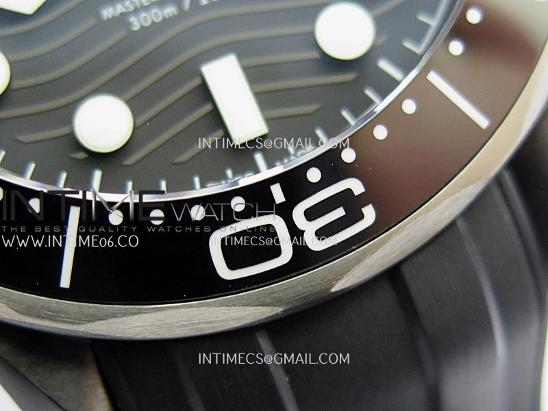 Seamaster Diver 300M Black Ceramic SS VSF 1:1 Best Edition Black Dial On Black Rubber Strap Super Clone Asian 8806
