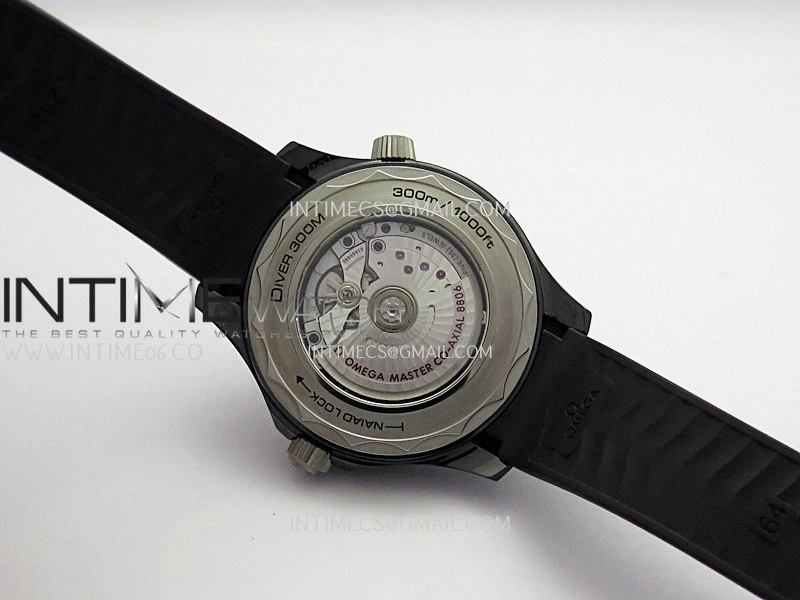 Seamaster Diver 300M Black Ceramic SS VSF 1:1 Best Edition Black Dial On Black Rubber Strap Super Clone Asian 8806