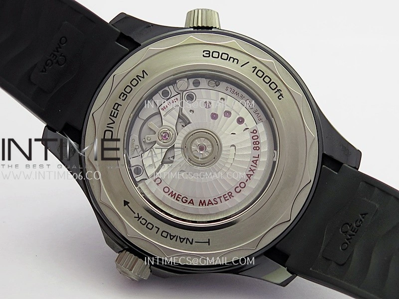 Seamaster Diver 300M Black Ceramic SS VSF 1:1 Best Edition Black Dial On Black Rubber Strap Super Clone Asian 8806