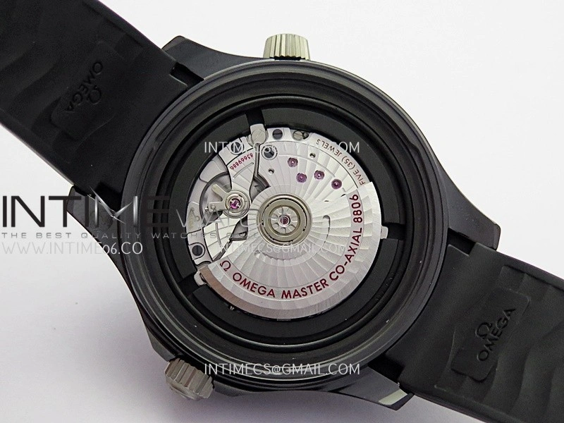 Seamaster Diver 300M Black Ceramic SS VSF 1:1 Best Edition Black Dial On Black Rubber Strap Super Clone Asian 8806