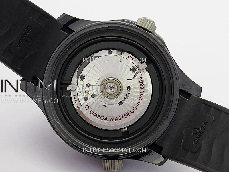 Seamaster Diver 300M Black Ceramic SS VSF 1:1 Best Edition Black Dial On Black Rubber Strap Super Clone Asian 8806