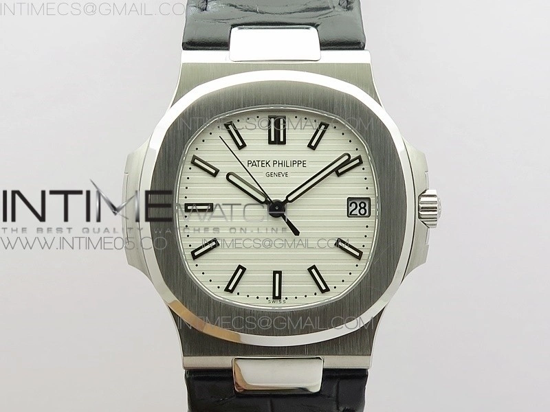 Nautilus Jumbo 5711 Super Replication PPF V4 1:1 Best Edition White Textured Dial on Black Leather Strap PPF324