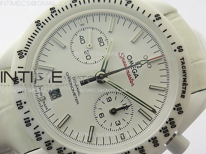 Speedmaster White Side Of The Moon Real White Ceramic N1F 1:1 Best White Dial on Leather Strap A9300