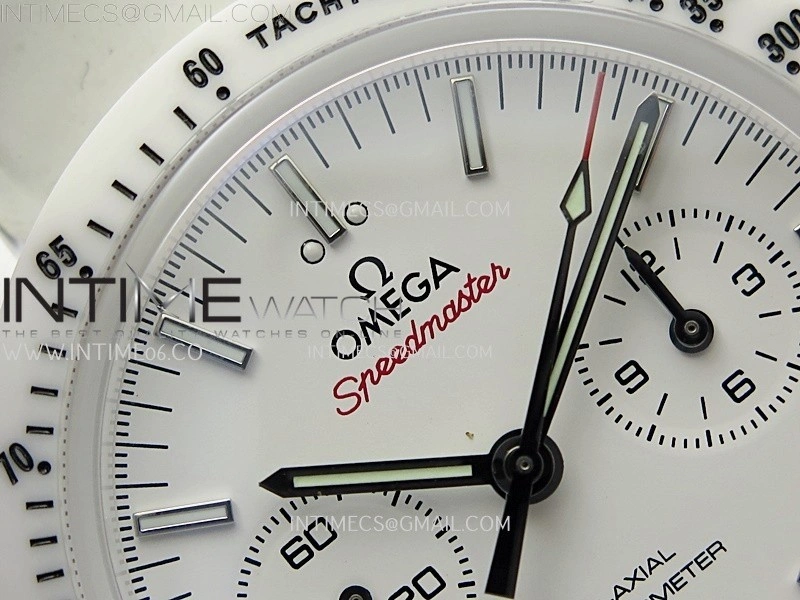 Speedmaster White Side Of The Moon Real White Ceramic N1F 1:1 Best White Dial on Leather Strap A9300