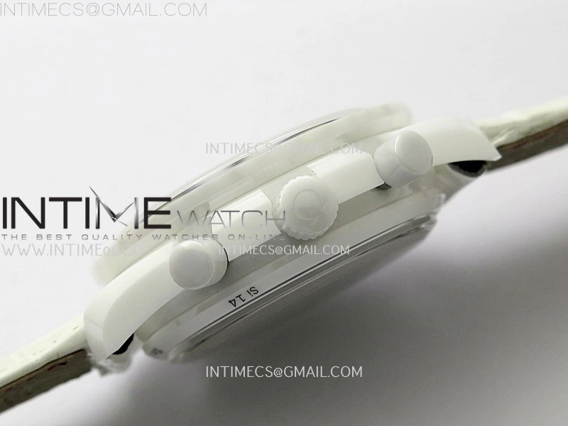 Speedmaster White Side Of The Moon Real White Ceramic N1F 1:1 Best White Dial on Leather Strap A9300