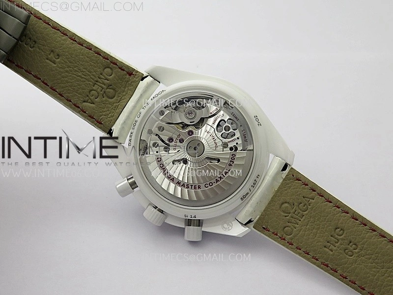 Speedmaster White Side Of The Moon Real White Ceramic N1F 1:1 Best White Dial on Leather Strap A9300