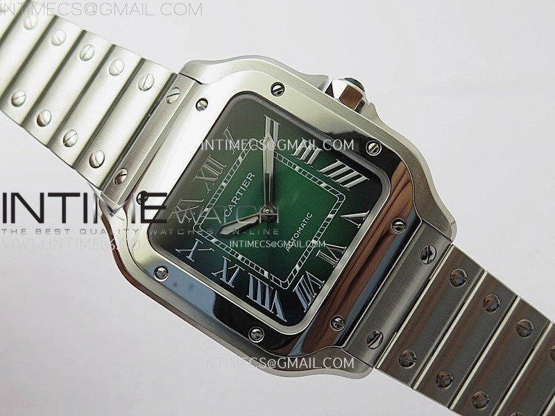 Santos de Cartier 35mm SS BVF 1:1 Best Edition Green Dial on SS SmartLinks Bracelet MIYOTA 9015