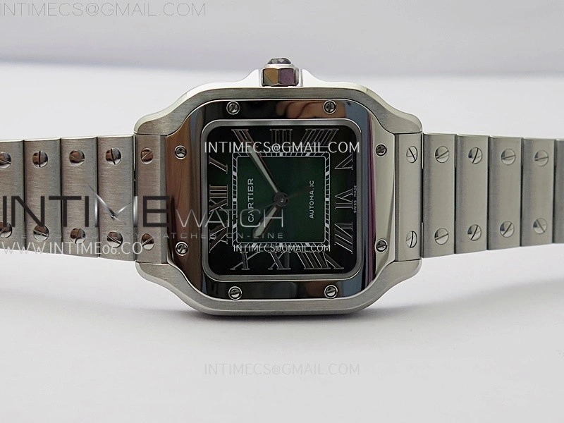 Santos de Cartier 35mm SS BVF 1:1 Best Edition Green Dial on SS SmartLinks Bracelet MIYOTA 9015