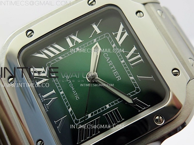 Santos de Cartier 35mm SS BVF 1:1 Best Edition Green Dial on SS SmartLinks Bracelet MIYOTA 9015