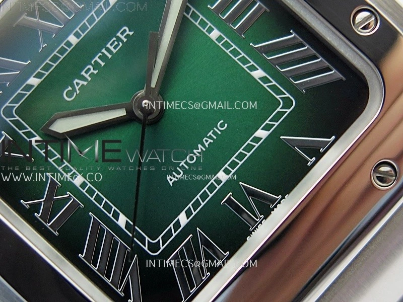 Santos de Cartier 35mm SS BVF 1:1 Best Edition Green Dial on SS SmartLinks Bracelet MIYOTA 9015