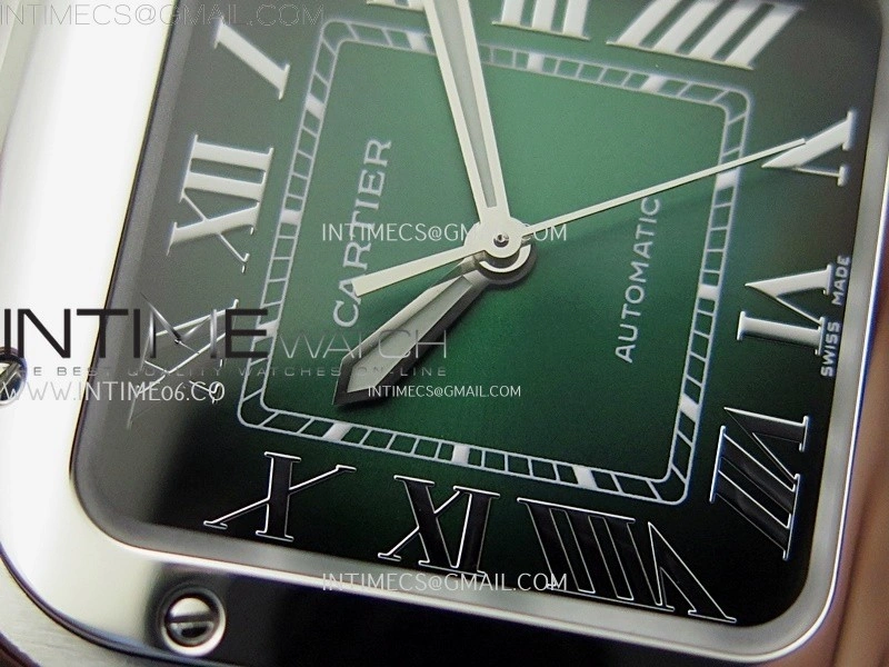 Santos de Cartier 35mm SS BVF 1:1 Best Edition Green Dial on SS SmartLinks Bracelet MIYOTA 9015