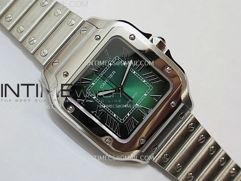 Santos de Cartier 35mm SS BVF 1:1 Best Edition Green Dial on SS SmartLinks Bracelet MIYOTA 9015
