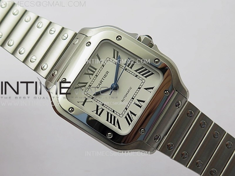 Santos de Cartier 35mm SS BVF 1:1 Best Edition White Dial on SS SmartLinks Bracelet MIYOTA 9015