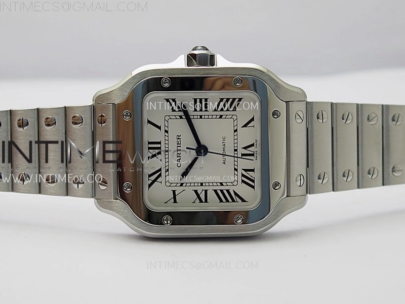 Santos de Cartier 35mm SS BVF 1:1 Best Edition White Dial on SS SmartLinks Bracelet MIYOTA 9015