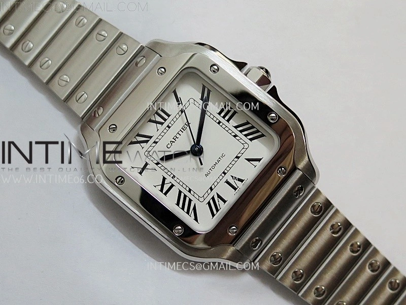 Santos de Cartier 35mm SS BVF 1:1 Best Edition White Dial on SS SmartLinks Bracelet MIYOTA 9015