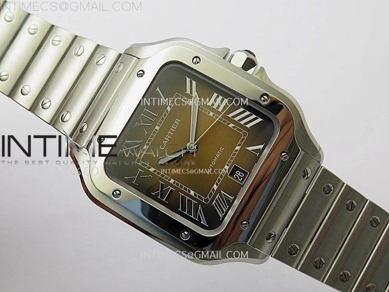 Santos de Cartier 40mm SS BVF 1:1 Best Edition Brown Dial on SS SmartLinks Bracelet MIYOTA 9015