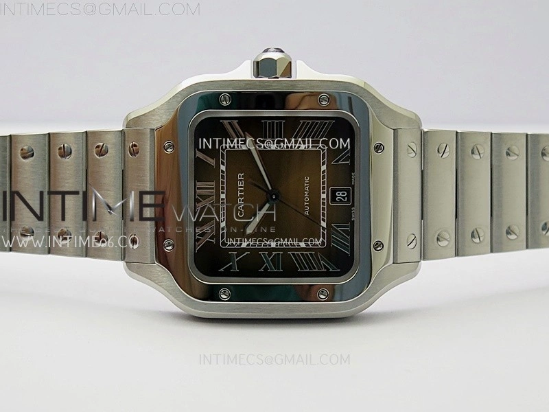Santos de Cartier 40mm SS BVF 1:1 Best Edition Brown Dial on SS SmartLinks Bracelet MIYOTA 9015