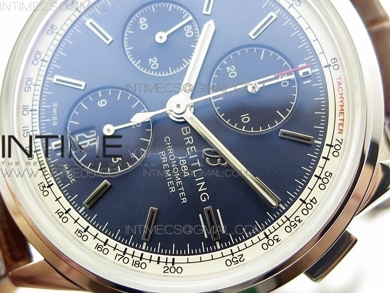 Premier A13315351 SS 42mm BLS 1:1 Best Edition Blue Dial on Brown Leather Strap A7750