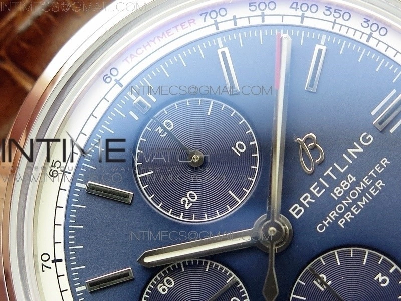 Premier A13315351 SS 42mm BLS 1:1 Best Edition Blue Dial on Brown Leather Strap A7750