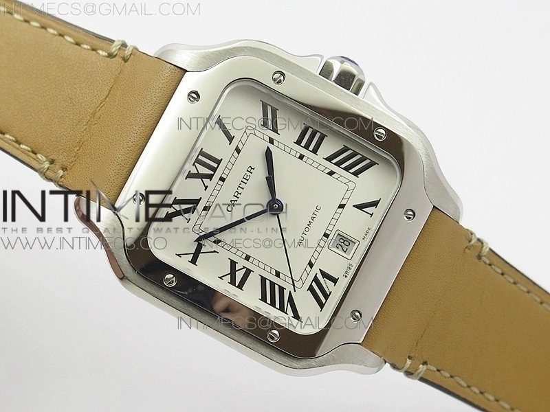Santos de Cartier Large 2018 KOR 1:1 Best Edition White Dial on Brown Leather Strap MIYOTA 9015