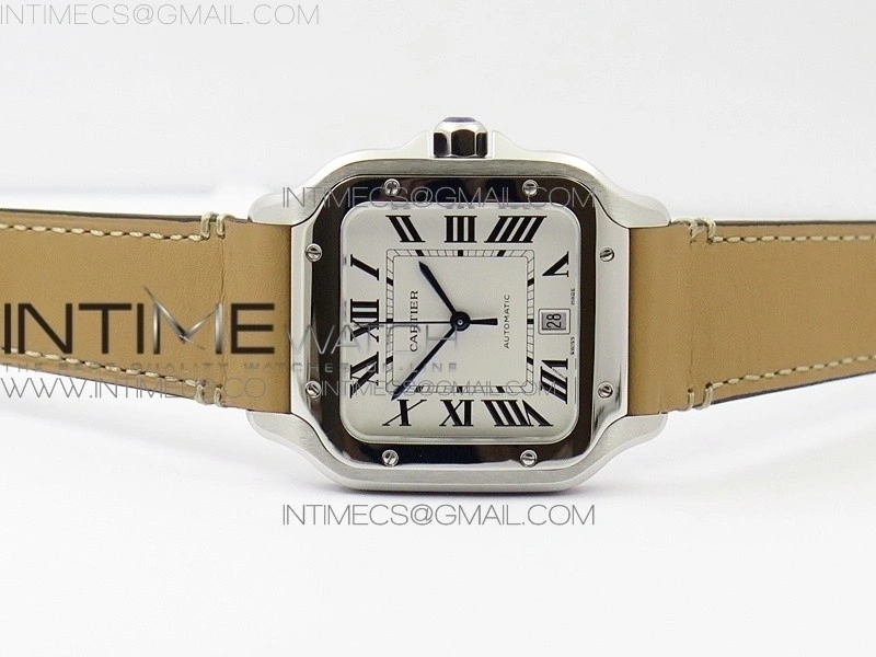 Santos de Cartier Large 2018 KOR 1:1 Best Edition White Dial on Brown Leather Strap MIYOTA 9015